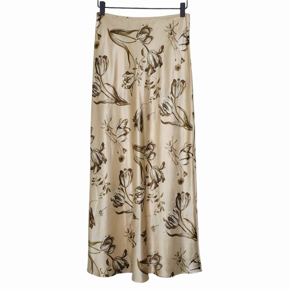 Reformation Overland Top & Layla Skirt Umber Floral Cream Silk 2pc Set Size 0/2 - Picture 8 of 15